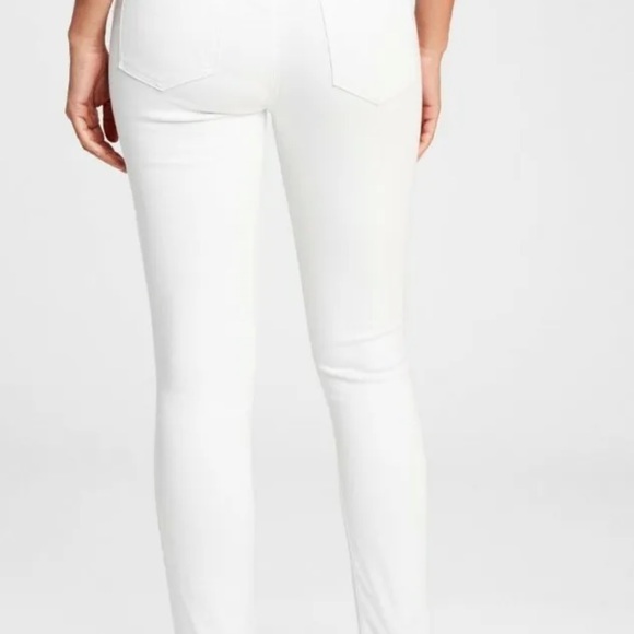 GAP Bright White High Rise Denim Jeans w/Cropped Tethered Raw Hem, SKINNY Jeans - Picture 10 of 16